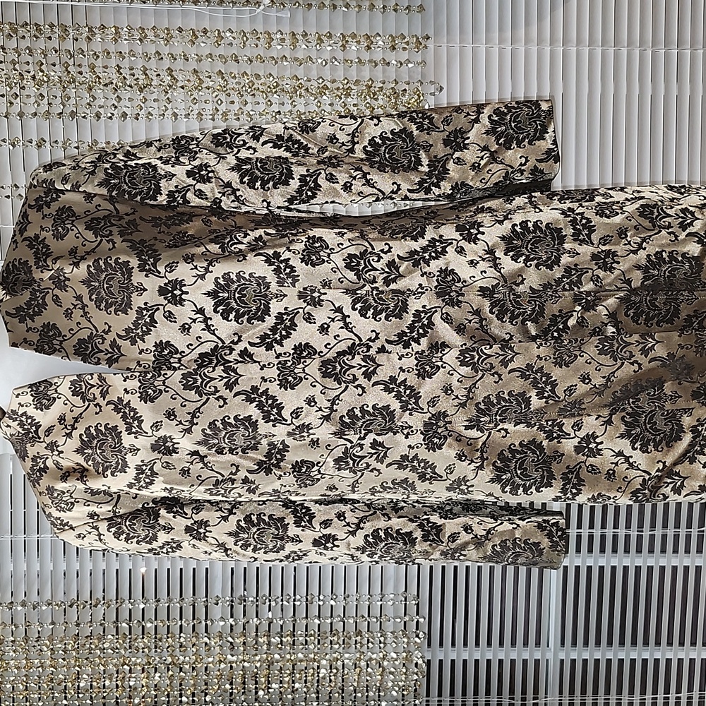 Ann Harvey Vintage Elegant Black and Gold Brocade Coat